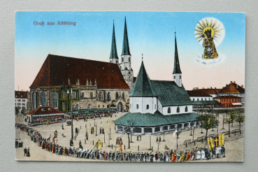 AK Gruss aus Altötting / 1910-1930 / Strassenansicht / Umzug / Kapellplatz